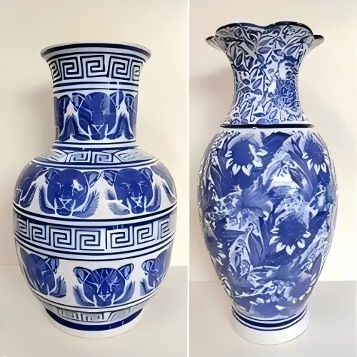 Vase en porcelaine bleu et blanc