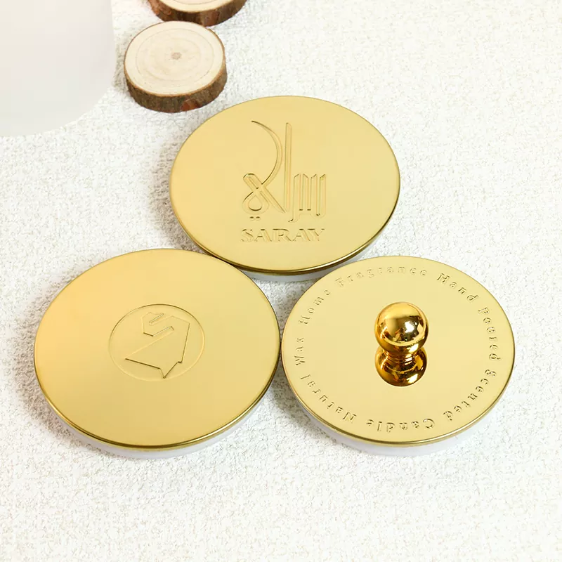 Couvercle de pot à bougie en acier inoxydable deboss