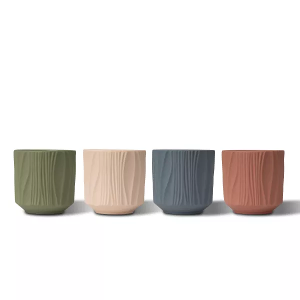 Bougeoirs en céramique à motif vertical mat à quatre couleurs Bougeoirs en céramique à motif vertical mat à quatre couleurs