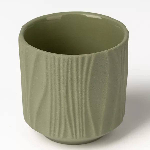 Bougeoirs en céramique à motif vertical mat à quatre couleurs