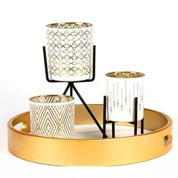 Bougeoir en verre de motif de luxe Bougeoir en verre de motif de luxe