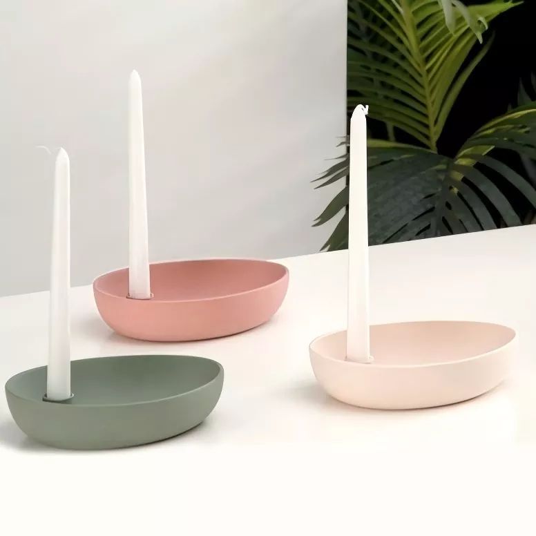 Bougeoir ovale moderne en céramique