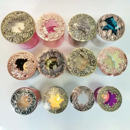 Couvercle de pot à bougie en fer creux universel